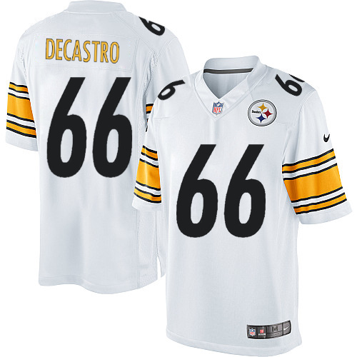 Men's Limited David DeCastro Nike Jersey White Road - #66 NFL Pittsburgh Steelers